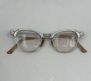 Vtg Art Craft Cateye Eyeglasses Aluminum Frames 4 1/4 - 5 1/2 Cat Eye Horn Rim